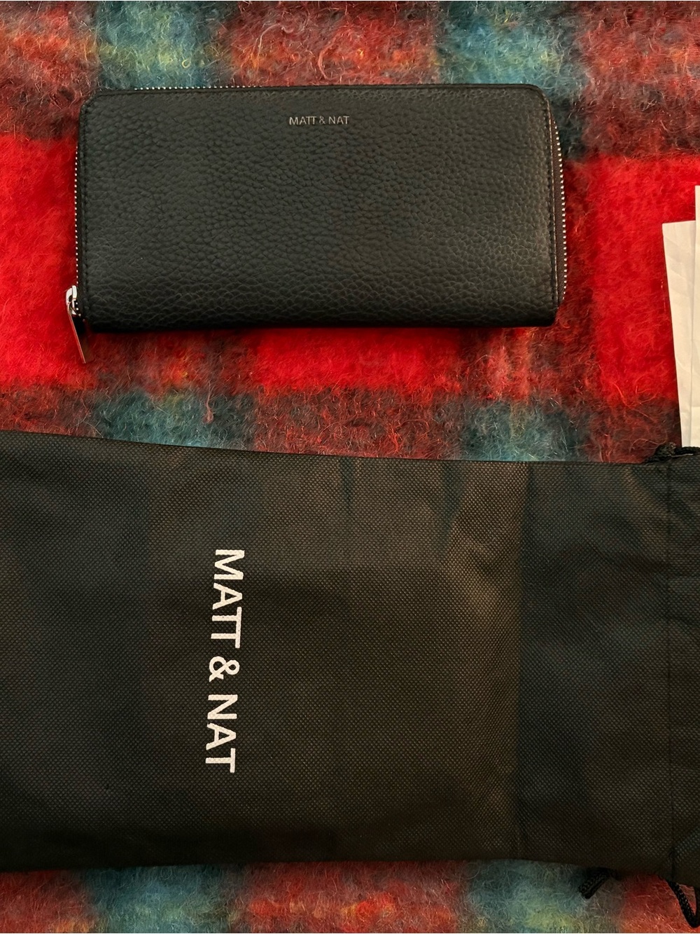 Matt & Nat Black Pebbled Zip-Around Wallet